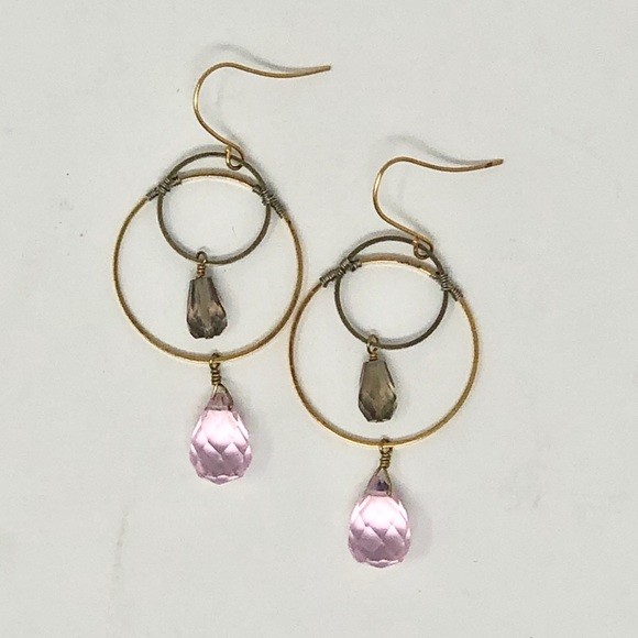 2 Tone Metal Artisan Earrings - Picture 1 of 5